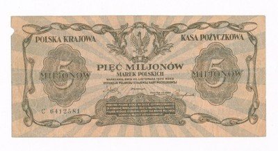 RZADKIE 5 milionów marek polskich 1923 C st.3+