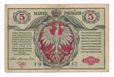 Banknot 5 marek polskich 1916 - Generał st. 4