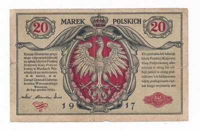 Banknot 20 marek polskich 1916 - Generał st. 3-