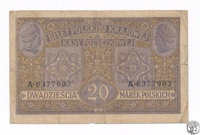 Banknot 20 marek polskich 1916 - Generał st. 3-