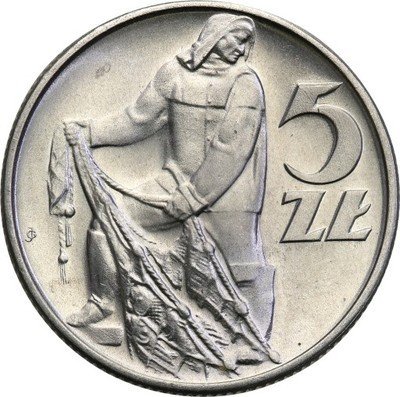 5 złotych 1960 Rybak aluminium st.1