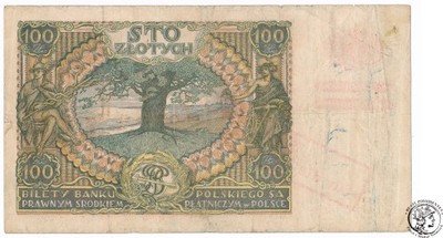 Polska Gen Gub 100 zł 1934 nadruk falsyfikat st.3