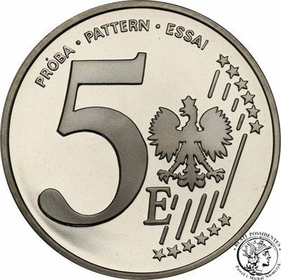 PRÓBA Essai 5 euro Jan Paweł II Gniezno 2004 Ag L