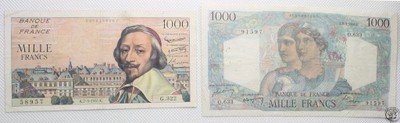 Francja 1000 franków 1950, 1957 st. 2 szt st. 3