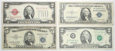 USA banknoty rzadsze dolary lot 4 szt st. 3/4