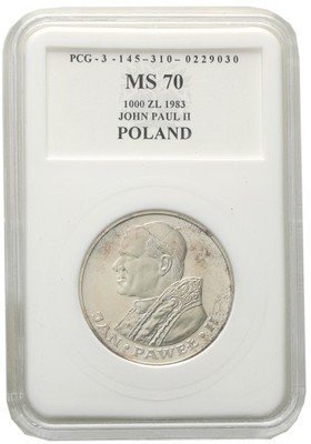 1000 złotych 1983 Jan Paweł II MS70