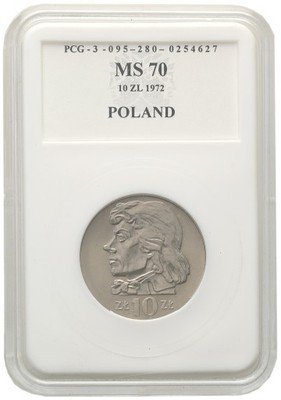 10 złotych 1972 Kościuszko MS70