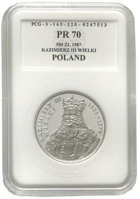 500 złotych 1987 Kazimierz Wielki PR70
