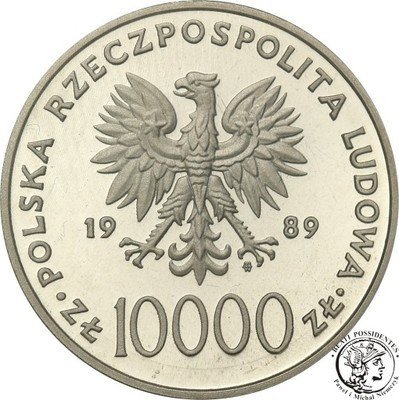 10000 złotych 1989 Papież Jan Paweł II Kratka PR70