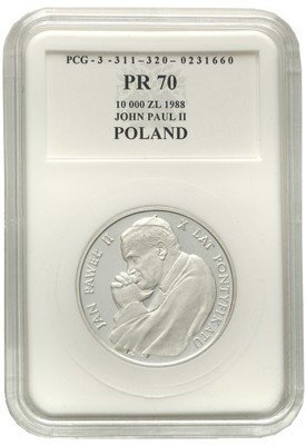 10000 zł 1988 Jan Paweł II X lat Pontyfikatu PR70