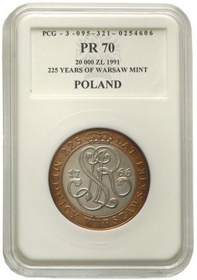 20 000 złotych 1991 Mennica Warszawska PR70