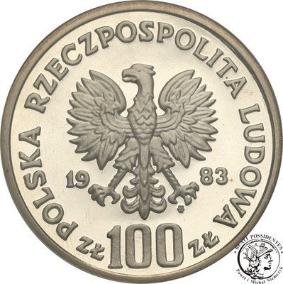 PRÓBA Srebro 100 złotych 1983 Niedźwiedzie PR67