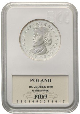 PRÓBA Srebro 100 złotych 1979 Wieniawski PR69