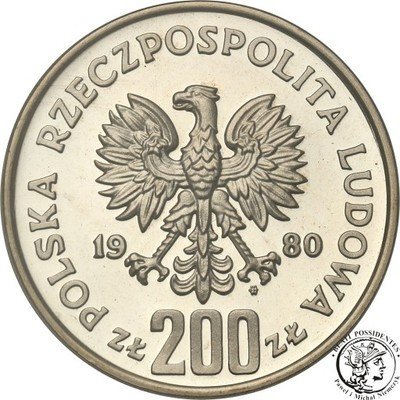 PRÓBA SREBRO 200 złotych 1980 Chrobry PR64