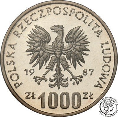 PRÓBA Ag 1000 złotych 1987 K Wielki półpostać PR66