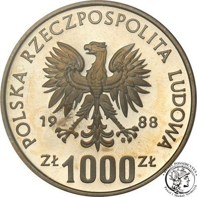 PRÓBA Srebro 1000 złotych 1988 Jadwiga PR67