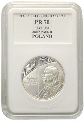 10 złotych 1999 Jan Paweł II Papież Pielgrzym PR70