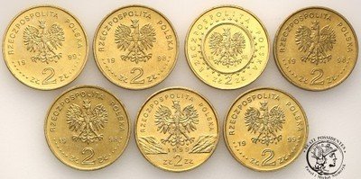 Polska 2 złote 1998-1999 lot 7 sztuk różne st. 1-