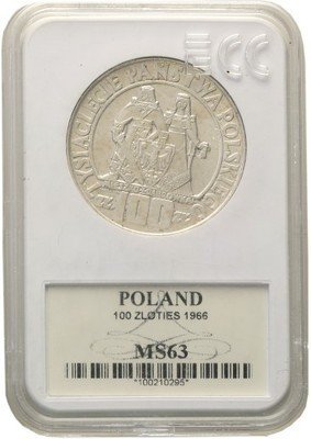 PRL 100 złotych 1966 Millenium MS63