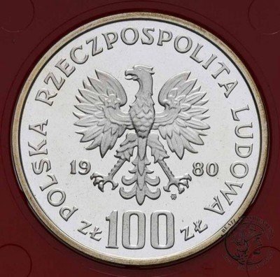PRÓBA SREBRO 100 złotych 1980 Kochanowski st.L