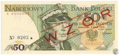 Banknot WZÓR 50 złotych 1975 st.1