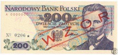 Banknot WZÓR 200 złotych 1976 st.1