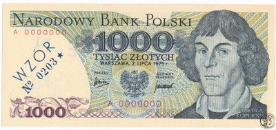 Banknot WZÓR 1000 złotych 1975 st.1