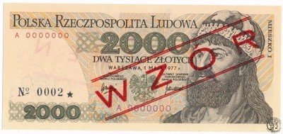 Banknot WZÓR 2000 złotych 1977 st.1