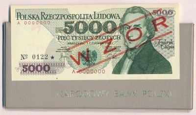 Banknot WZÓR 5000 złotych 1982 st.1