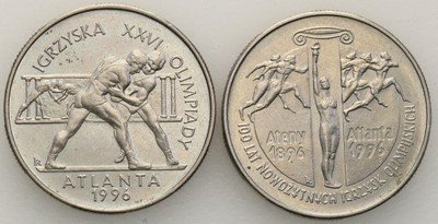 2 złote 1995 Ateny Atlanta siłacze 2 szt. st.1-