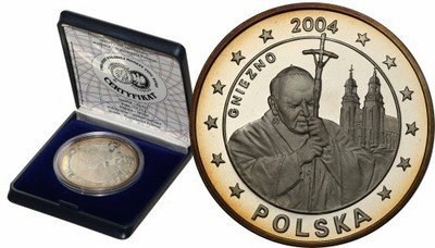 PRÓBA Essai 5 euro Jan Paweł II Gniezno 2004 Ag L