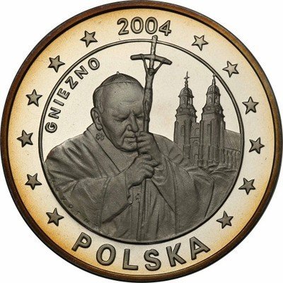 PRÓBA Essai 5 euro Jan Paweł II Gniezno 2004 Ag L