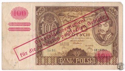 Gen. Gub. 100 złotych 1934 z nadrukiem st.4