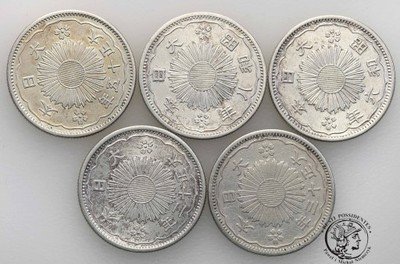 Japonia 50 sen lata 30 XX w lot 5 szt st. 1/2