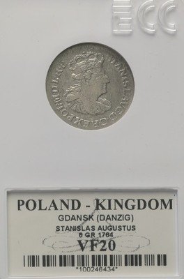 St. A. Poniatowski szóstak 1764 Gdańsk GCN VF20