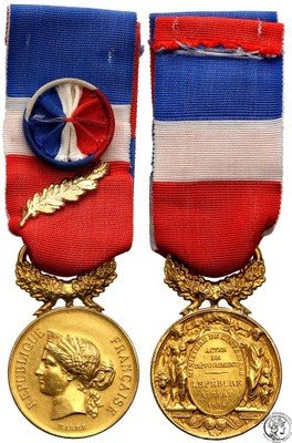 Francja medal Minister Spr Wewnętrznych 1894 ZŁOTO