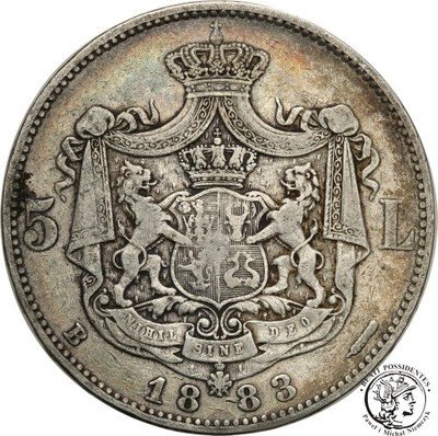 Rumunia 5 Lei 1882 st. 3-