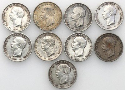 Grecja 1 drachma 1910 + 1911 lot 9 szt st. 3/3+