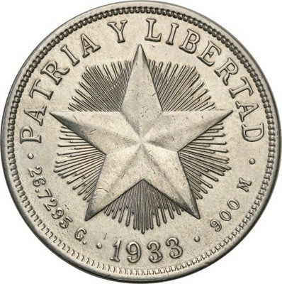 Kuba 1 Peso 1933 st. 3+