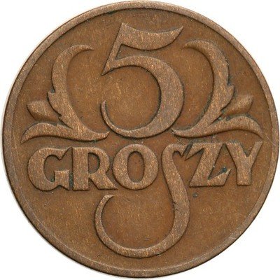 II RP 5 groszy 1934 st. 3+ NAJRZADSZE
