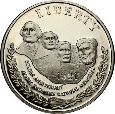 USA 1 dolar 1991 Góra Rushmore SREBRO st.L