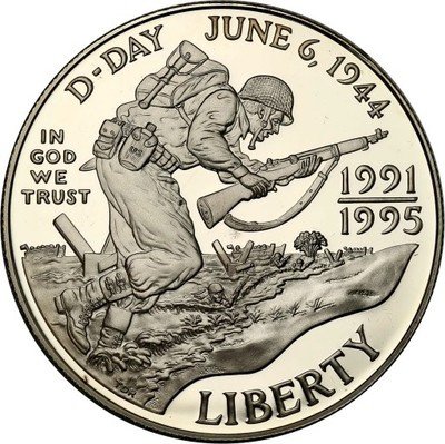 USA 1 dolar 1995 Lądowanie w Normandii st.L SREBRO