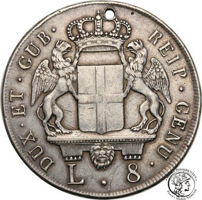 Włochy Genua 8 lirów 1796 st. 3-