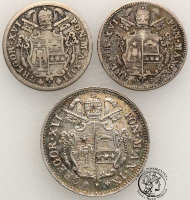 Watykan Grzegorz XVI 1831-46 5 + 10 B. lot 3 szt