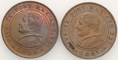 Watykan Pius IX 1846-78 2 Soldi lot 2 szt