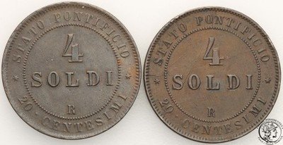 Watykan Pius IX 1846-78 4 Soldi lot 2 szt st. 2