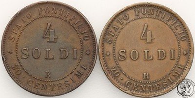 Watykan Pius IX 1846-78 4 Soldi lot 2 szt st. 2