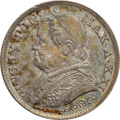 Watykan Pius IX 1846-78 5 soldi 1867 (XXI) st. 1