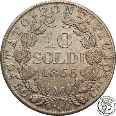 Watykan Pius IX 1846-78 10 soldi 1866 (XXI) st. 1