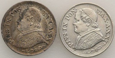 Watykan Pius IX 1846-78 10 soldi 1867 lot 2 szt